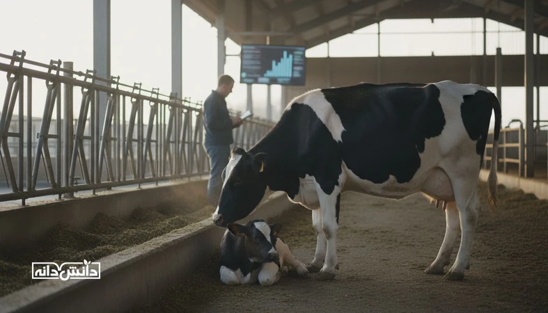 گاو هلشتاین تازه زا در آخور دامداری و تمرکز بر جیره دوره انتقال برای کاهش ریسک کتوز پس از زایش