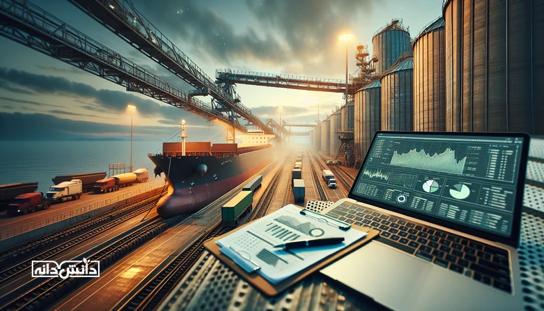 پایانه بندری و سیلوهای غلات در ایران با تخلیه محموله ذرت و سویا، نماد تغییر مبدا واردات نهاده و ریسک های زنجیره تامین خوراک دام و طیور