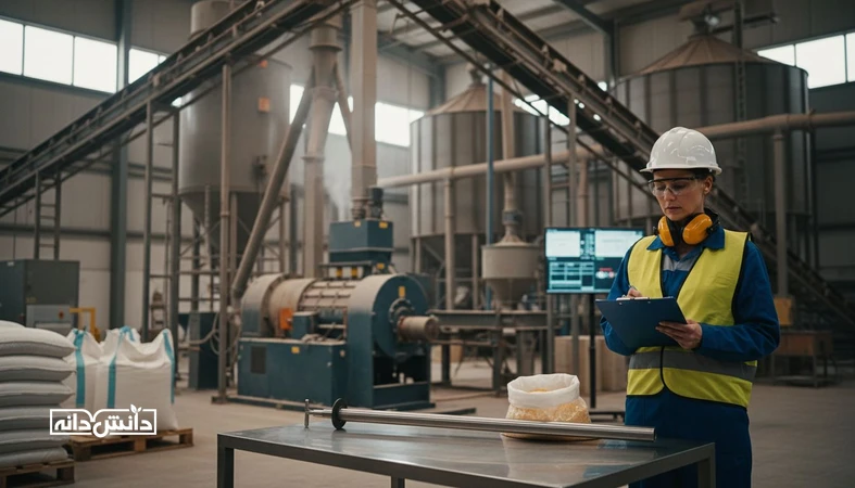 بازرسی و ممیزی داخلی کارخانه خوراک دام و طیور با چک لیست کنترل کیفیت، نمونه برداری مواد اولیه و تجهیزات تولید