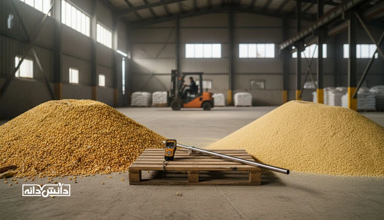 مقایسه کیفیت نهاده دامی در انبار و ابزار نمونه برداری و کنترل رطوبت قبل از مصرف در دامداری و مرغداری