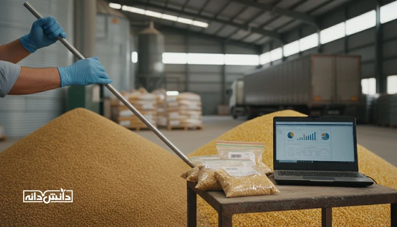 نمونه برداری و کنترل کیفیت نهاده در انبار خوراک با داده آزمایشگاه و تاریخچه تأمین برای تشخیص افت کیفیت