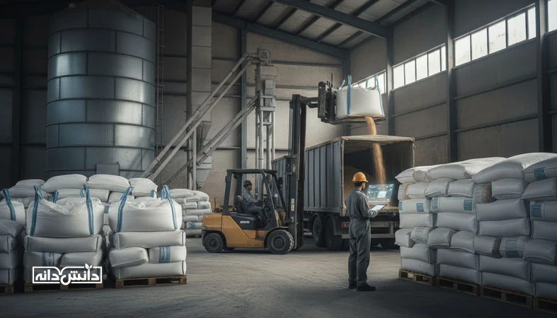 نمای انبار نهاده و سیلو برای برنامه ذخیره امن نهاده ۳۰/۶۰/۹۰ روز و مدل حداقل موجودی در زنجیره تامین خوراک دام و طیور