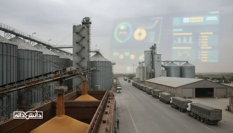نمایی مستند از بندر و سیلوهای غلات تا کارخانه خوراک دام، با حس تحلیلی درباره اثر سیاست ارزی بر واردات نهاده و امنیت غذایی