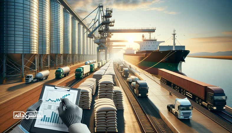 نمایی مستند از زنجیره تامین واردات نهاده دامی با سیلو بندری، لجستیک و کنترل کیفیت برای موضوع تمایز برند واردکننده نهاده