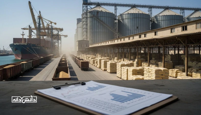 نمایی مستند از زنجیره لجستیک نهاده از بندر تا سیلو و کامیون‌ها، برای نمایش اختلاف قیمت بندر تا مصرف‌کننده و هزینه‌های حمل و انبارش