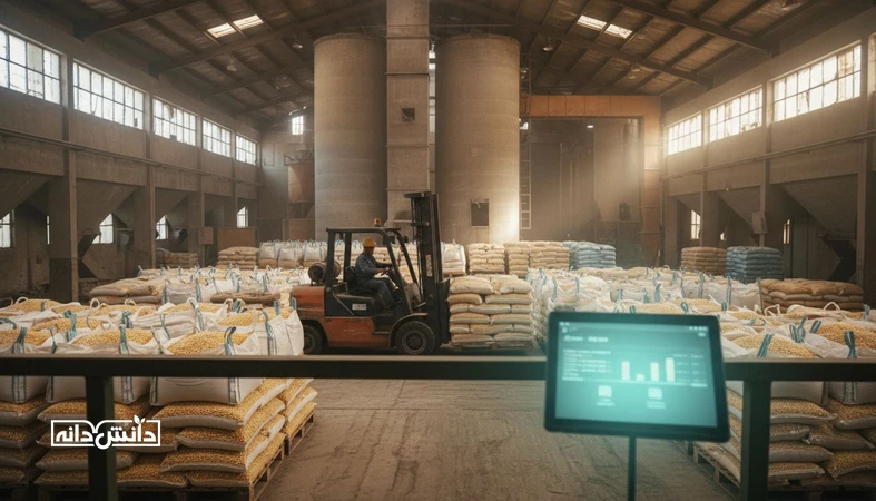 محاسبه نقطه سفارش و ذخیره اطمینان برای نهاده های دامی در انبار و سیلو با فضای داده محور و مدیریت ریسک تامین