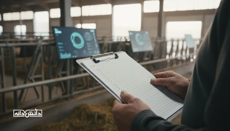 پایش روزانه سلامت گله با ثبت داده‌های ساده مثل مصرف خوراک، تولید و دما در واحد دامداری