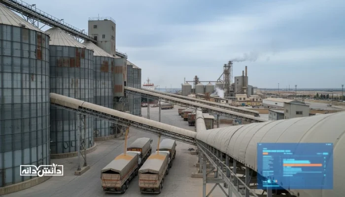 نمایی مستند از سیلو و لجستیک نهاده‌های دامی با حس تحلیلی، مرتبط با گزارش رقابت بازار نهاده و تغییر کانال‌های توزیع و قیمت‌گذاری