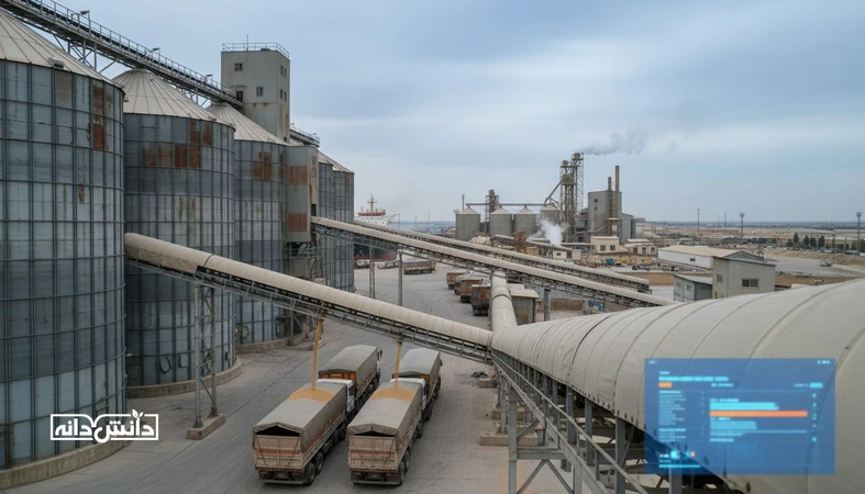 نمایی مستند از سیلو و لجستیک نهاده‌های دامی با حس تحلیلی، مرتبط با گزارش رقابت بازار نهاده و تغییر کانال‌های توزیع و قیمت‌گذاری