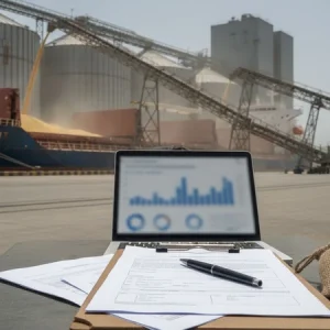 صحنه بندر و تخلیه نهاده دامی کنار اسناد قرارداد، با تاکید بر بندهای کیفیت، وزن و رسیدگی به Claims در تجارت جهانی