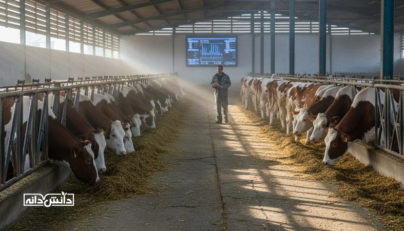 مقایسه تراکم گله در دامداری و اثر آن بر سودآوری با تمرکز بر ظرفیت جایگاه، هزینه خوراک و بهره‌وری نیروی انسانی