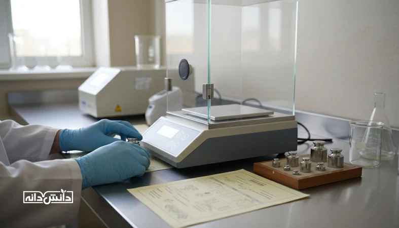 کالیبراسیون تجهیزات آزمایشگاه کنترل کیفیت خوراک با وزنه مرجع برای اطمینان از صحت نتایج و ردیابی پذیری
