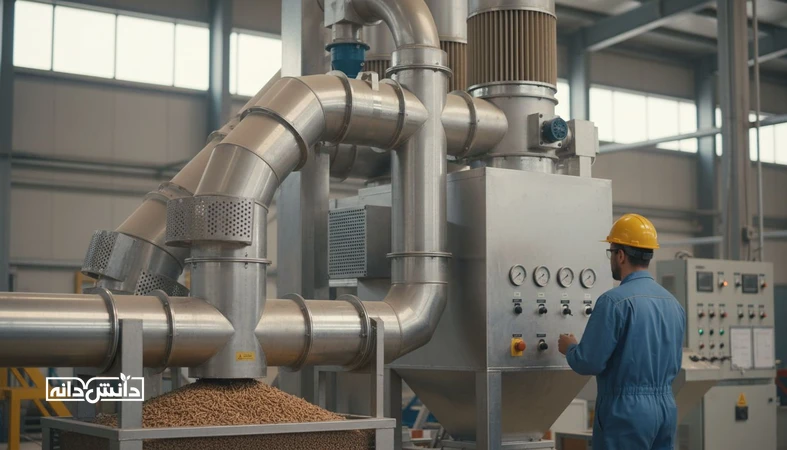 کولر پلت در کارخانه خوراک دام برای تنظیم دما و رطوبت و جلوگیری از کپک و افزایش ماندگاری پلت