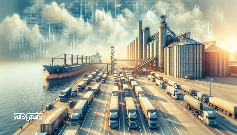 نمایی واقع گرایانه از بندر و سیلوهای غلات با حس تحلیل داده برای توضیح مدل هزینه جایگزینی و برآورد کف و سقف قیمت نهاده در ایران