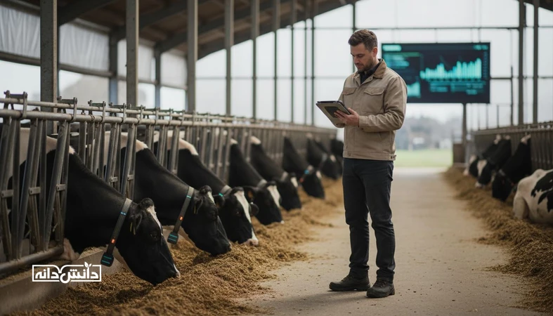 پایش نشخوار و فعالیت گاوهای شیری با تبلت در دامداری برای هشدار زودهنگام و پیش‌بینی بیماری گله