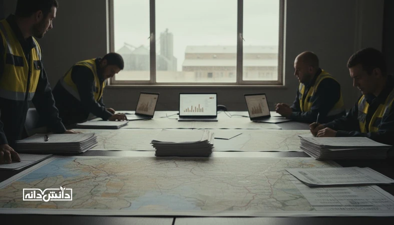 اتاق War Room بحران تامین با نمایش داده های غیرقابل خواندن، نقشه لجستیک و برگه های موجودی برای تصمیم گیری در ۷۲ ساعت اول زنجیره تامین نهاده